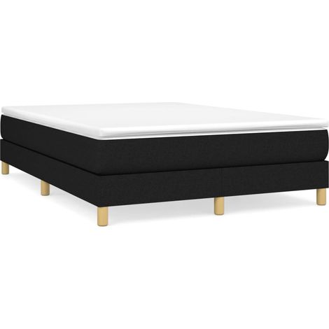 Lit double Lit adulte Sommier à lattes de lit avec matelas Noir 140x190 cm Tissu