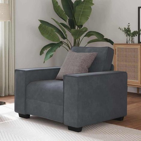 Sessel Dunkelgrau Stoff mit breiten Armlehnen für Wohnzimmer & Schlafzimmer (1/5)
