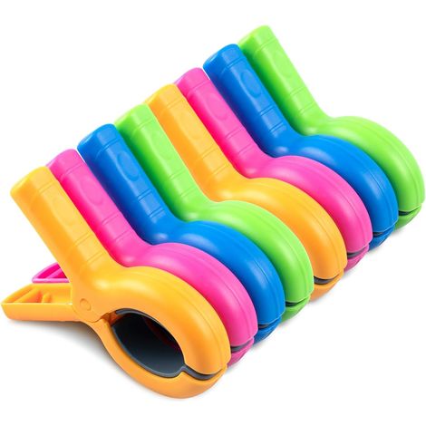 8 Pièces Pince serviette, Grande taille 9,5x7 cm, Plastique PP, Antidérapante, Pour chaise longue, Plage, Piscine, Maison (1/5)