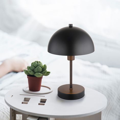 Tischleuchte Nachttischlampe Pilzleuchte schwarz Schlafzimmerleuchte Modern, Metall, E14 Fassung, DxH 20x31 cm