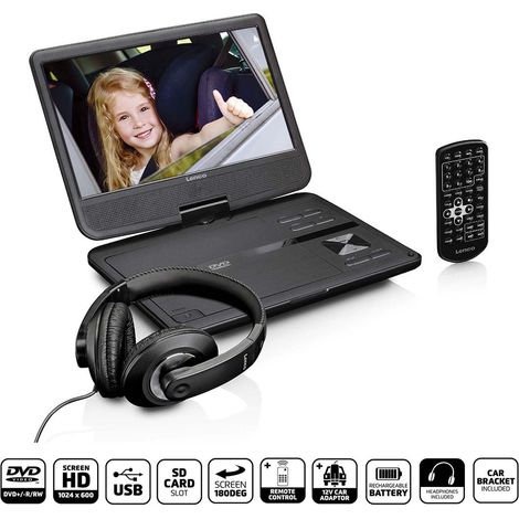 Lecteur dvd portable 10 pouces avec port usb et support pour casque 233274309 233274309 (1/5)