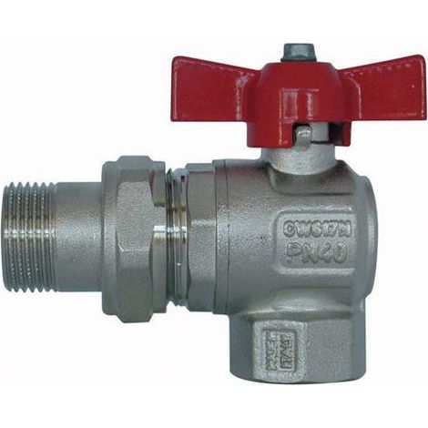 Robinet à boisseau sphérique en laiton chromé en équerre male / femelle 3/4''