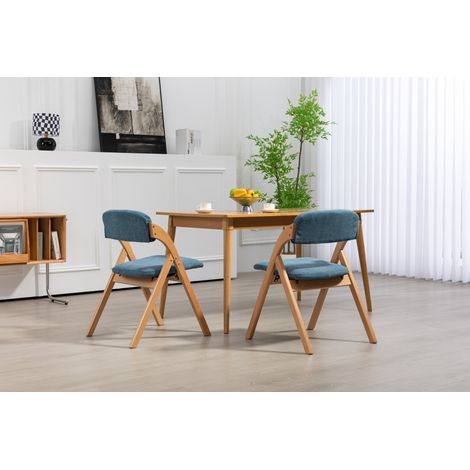 chaise salle a manger pliante lot de 2 bois massif bleu OKMYHOME (1/5)