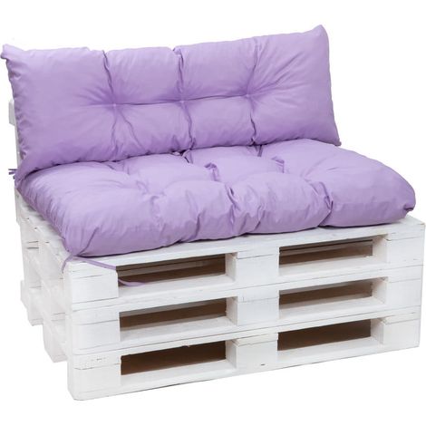 Set Coussins pour palettes, Assise 120 x 60 et Dossier 120 x 60cm, coussin palette in-extérieur Violet clair, SETGARDEN