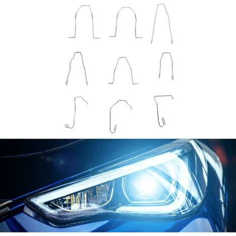 9 Pièces Clips à Ressort de Retenue de Phare, Clips à Ressort de Retenue de Phare Universels, de Support d'ampoule de Faisceau de Croisement de, Pince à de de Voiture en Acier Inoxydable,. (1/5)