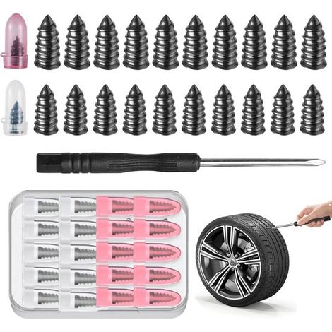 Kit de reparación de neumáticos de 20 piezas，2 tamaños de clavos de vacío para reparación de neumáticos (1/5)