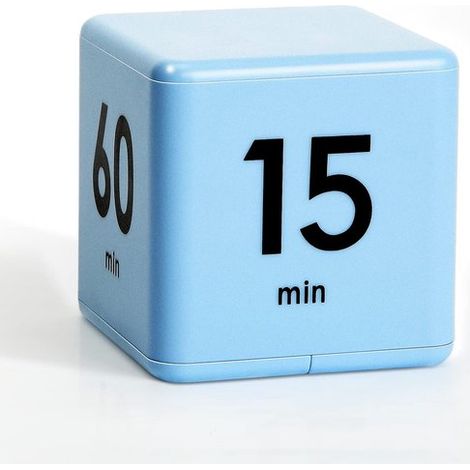 Timer elettronico - Gestione del tempo - Ideale per studio, sport e cucina - 7 x 7 x 7 cm - Blu - Durata: 15/20/30/60 minuti e conto alla rovescia personalizzabile - Batterie non incluse