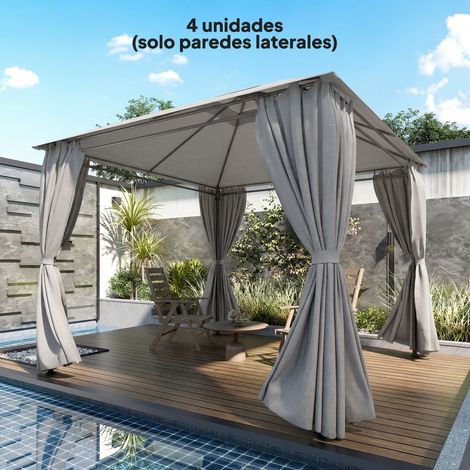 Gris 3x3 m - 4 murs latéraux pour kiosque côtés de tente doté de 8 fenêtres Protection UV 30+ Étanche clair