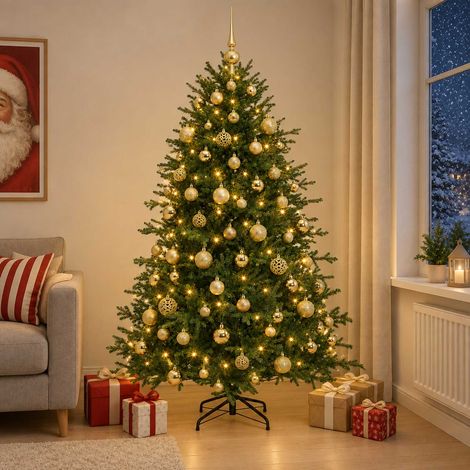 vidaXL Árbol de Navidad artificial con bolas 180 cm 300 LED (1/5)