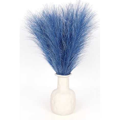 MINKUROW Erba Di Pampa Finta, 5 Steli 45cm/18'' Piccola Erba Di Pampa Lanuginosa Replica Di Piume Di Canna Per Vaso Di Fiori Composizione Di Fiori Soggiorno Cucina Ufficio Matrimonio Boho Replica (Blu (1/4)