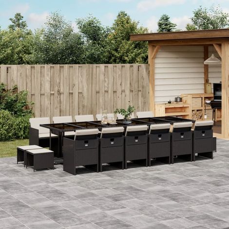 vidaXL Ensemble à manger de jardin 17 pcs coussins noir résine tressée (1/5)