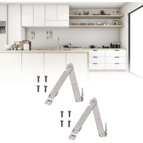 Bisagras de soporte plegables – Juego de 2 bisagras elevadoras para arcones y armarios de madera – Acero inoxidable (1/5)