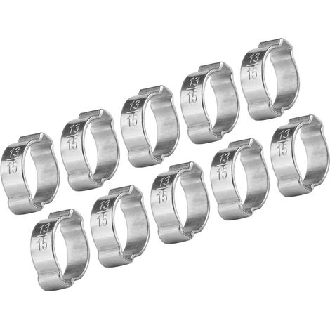 10 pièces colliers de serrage en fer galvanisé à deux oreilles 5-23mm pour durite essence et tuyau (13-15mm) (1/5)