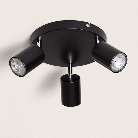 Plafonnier Orientable Rond Métal 3 Spots Albus Black Noir (1/5)