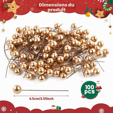 Baie Rouge Deco Noel Fausse Baie de Noel Mini Baies de Houx Houx Artificiel Couronnes de Noël Décorations de Sapin De Noël DIY (1/4)