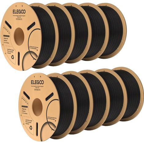 Filamento PLA, diametro 1,75 mm, bobina da 2 kg, nero 10 kg (1/2)