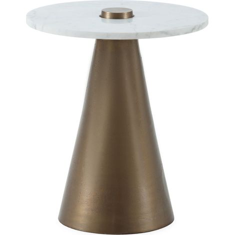 Table d'appoint 45x45x52 Marbre Blanc/Métal Doré Antique (1/2)