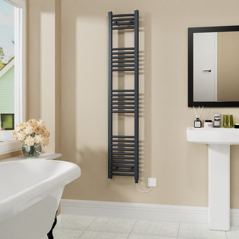 WarmeHaus Electric Curved Bathroom Radiator Anthracite 1600x300mm