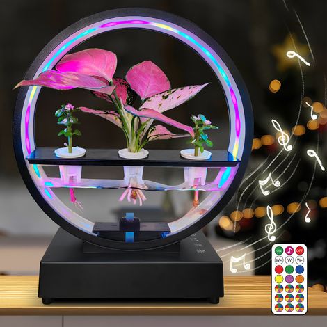 Ortviai Lampe décorative multifonctionnelle ZY-002(A) : lumière de croissance végétale pleine spectre, pompe hydroponique, haut-parleur Bluetooth et éclairage RGB synchronisé musique (1/4)