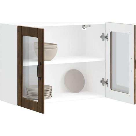 Küchen-Hängeschrank mit Glastür Lucca Räuchereiche Holzwerkstoff