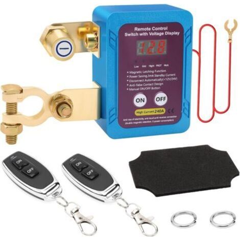 Not-Aus-Schalter mit Fernbedienung, 12V 240A Batterietrennschalter, automatischer Not-Aus-Schalter mit LED-Spannungsanzeige für Pkw und Lkw (1/4)