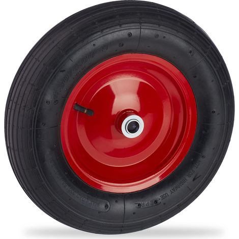 Rechange Roue de brouette 4.80 4.00-8, avec air, Roue de Secours, Jante en Acier, pour Diable, Noir et Rouge (1/5)