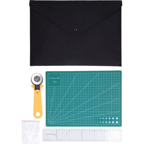 Set aus transparenten, selbstheilenden A4-Nähmatten, sicherem Nähzubehör mit 45-mm-Rollschneider für Patchwork und Bastelarbeiten (1/5)