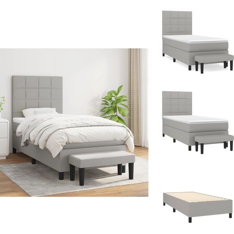 Boxspringbett mit Matratze Hellgrau 90x200 cm Stoff - Boxspringbett - Doppelbett - Bettenrahmen - Schlafsofa - Bett Mit Matratze (1/5)