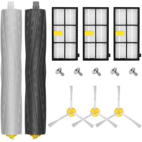 Ersatzteile kompatibel mit iRobot Roomba 800, 900 Serie, 860, 870, 871, 875, 880, 886, 890, 891, 895, 960, 965, 966 und 980. Das Zubehör umfasst 2 Sets Extraktoren, 4 HEPA-Filter, 4 Seitenbürsten und (1/5)