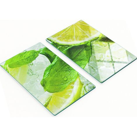 Dekorative Glas-Küchenschneidebretter Limette mit Eis 2x30x52 cm (1/5)