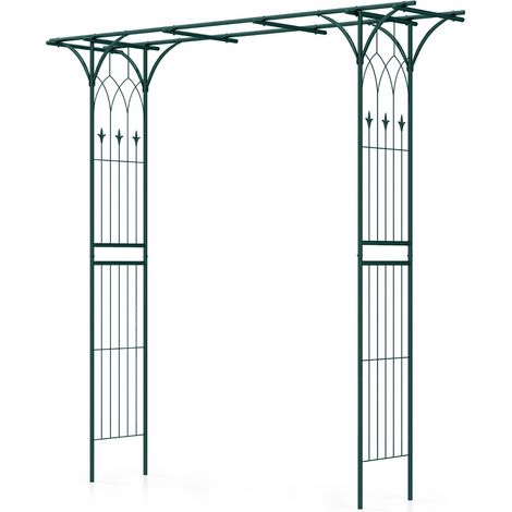 Rose arch metal garden arch for climbing plants archway garden 205 x 52 x 205 cm green (1/5)