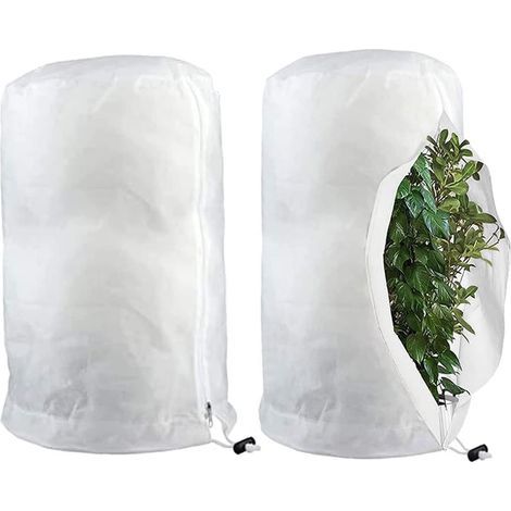 2pcs Protection hivernale pour plantes Protection contre le gel Grand sac de protection hivernale pour plantes avec fermeture éclair Respirant Résistant à la déchirure Réutilisable (80 100cm) (1/5)