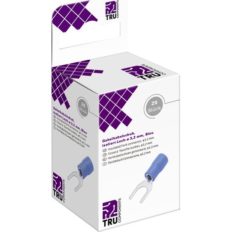TRU COMPONENTS T2010C303 Gabelkabelschuh 1.5 mm² 2.5 mm² Loch-Ø=3.2 mm Teilisoliert Blau 25 St. (1/2)