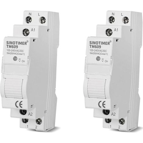 2 minuteries intelligentes SINOTIMER TM609 WiFi avec commande à distance via l'application Tuya et compte à rebours pour éclairage d'escalier (220 V/110 V). (1/5)