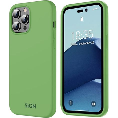 Coque en silicone liquide pour iphone 14 pro max - vert jade