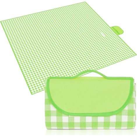 Couverture de pique-nique imperméable (verte), 200 x 200 cm, pliable avec poignée (1/5)