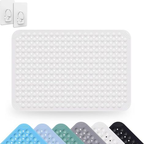 1 Tapis De Douche Antidérapant 60x90 Cm Pvc Ventouses Massage Blanc Pour Salle De Bain Sauna (1/5)