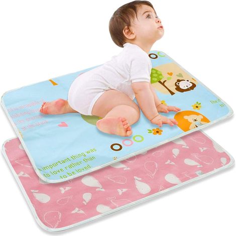 Matelas à Langer - 2 Pièces - Coton et EVA - Imperméable et Lavable - Bébé et Adulte - 50 x 70 cm (1/5)
