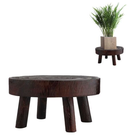 QORVA- Support de pot de fleur en bois, support de fleur de tabouret haut, support de pot de fleur de rangement, couleur tung brûlé 209, hauteur de jambe 6CM