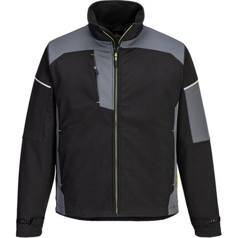Chaqueta Softshell de tejido premium adorno reflectante (3 capas) PW378 L Negro/Gris