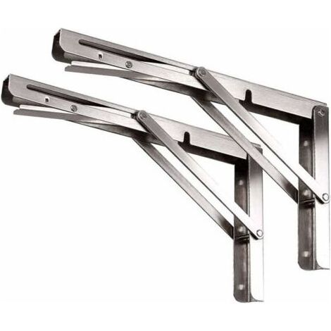 Équerre Pliante 350 mm,Support Console Pliable En Acier Inoxydable,Equerre Pour Etagere Murale(2 pièces avec vis de fixation) (1/5)