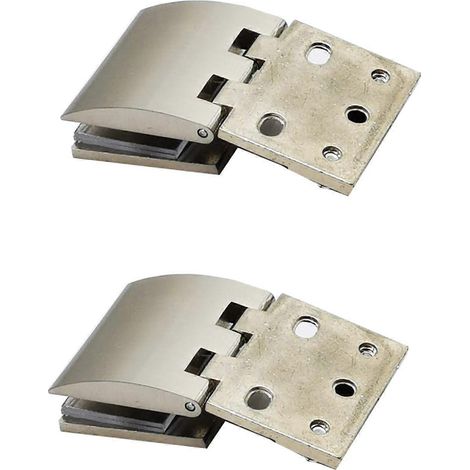 Charnières pour portes vitrées sans perçage, charnière pivotante à 90° en alliage de zinc brossé, pour portes de vitrines de 10 à 12 mm (1/5)