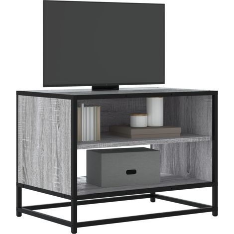 Mueble TV madera ingeniería y metal roble ahumado 61x40x46 cm vidaXL (1/5)