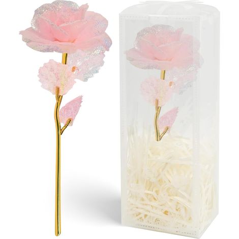 Rose Galaxie Arc-en-Ciel Étincelante - Fleur Artificielle Magique, Cadeau pour Femme, Épouse ou Petite Amie à l'Occasion de la Saint-Valentin, d'un Anniversaire ou de Noël (1/5)