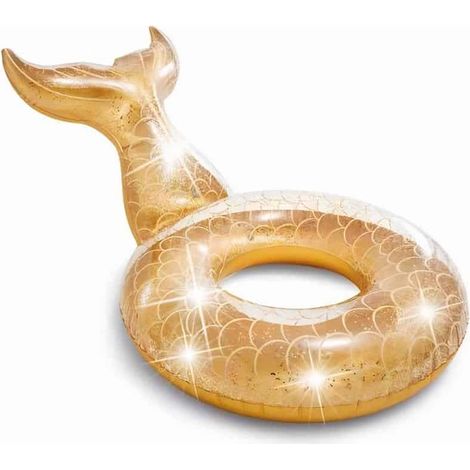 Bouée gonflable en forme de sirène avec paillettes, un accessoire flottant conçu pour les jeux d'eau récréatifs.-AquaForge (1/5)