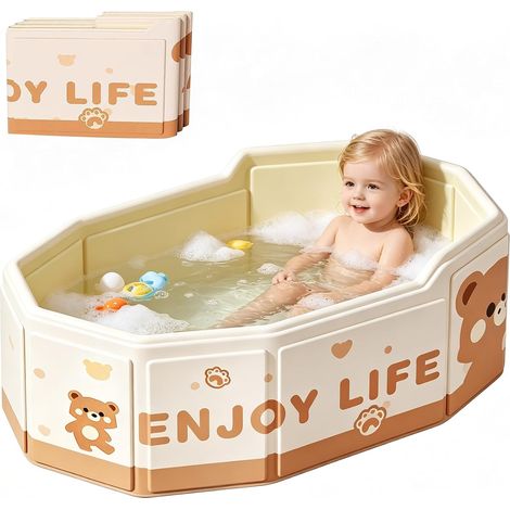 Bañera plegable para bebé de 75x45x28cm, bañera plegable con válvula de drenaje, portátil y que ahorra espacio, multifuncional para niños de 0 a 8 años. (1/5)