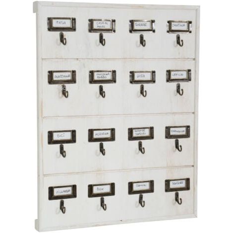 Bulletin Board Wall-mounted key holder 16 wooden hooks 37x47 cm Hallway key hanger Office locker container