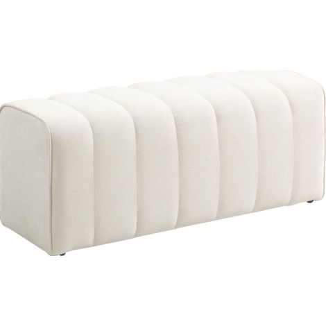 Banco de dormitorio tapizado con marco de madera 110 x 40 x 44 cm color blanco crema HOMVRA (1/5)