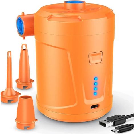 Pompe à air électrique avec 3 embouts, batterie rechargeable de 5201 mAh, pour le camping, les matelas gonflables, les bateaux et les bouées. (1/5)