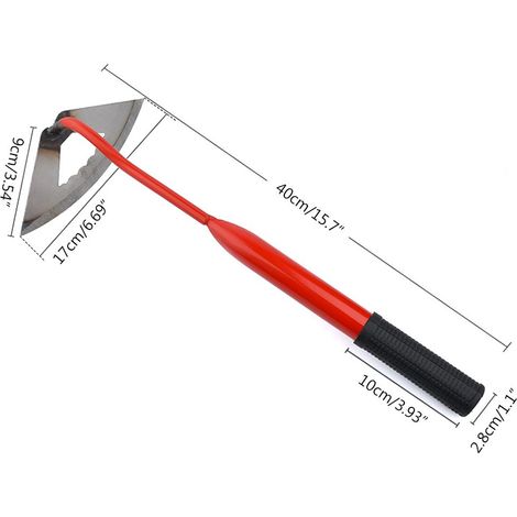 Houe creuse pour planter des légumes, des fleurs, désherber et creuser – sac à outils avec poignée en caoutchouc, houe creuse de 17 cm. (1/5)